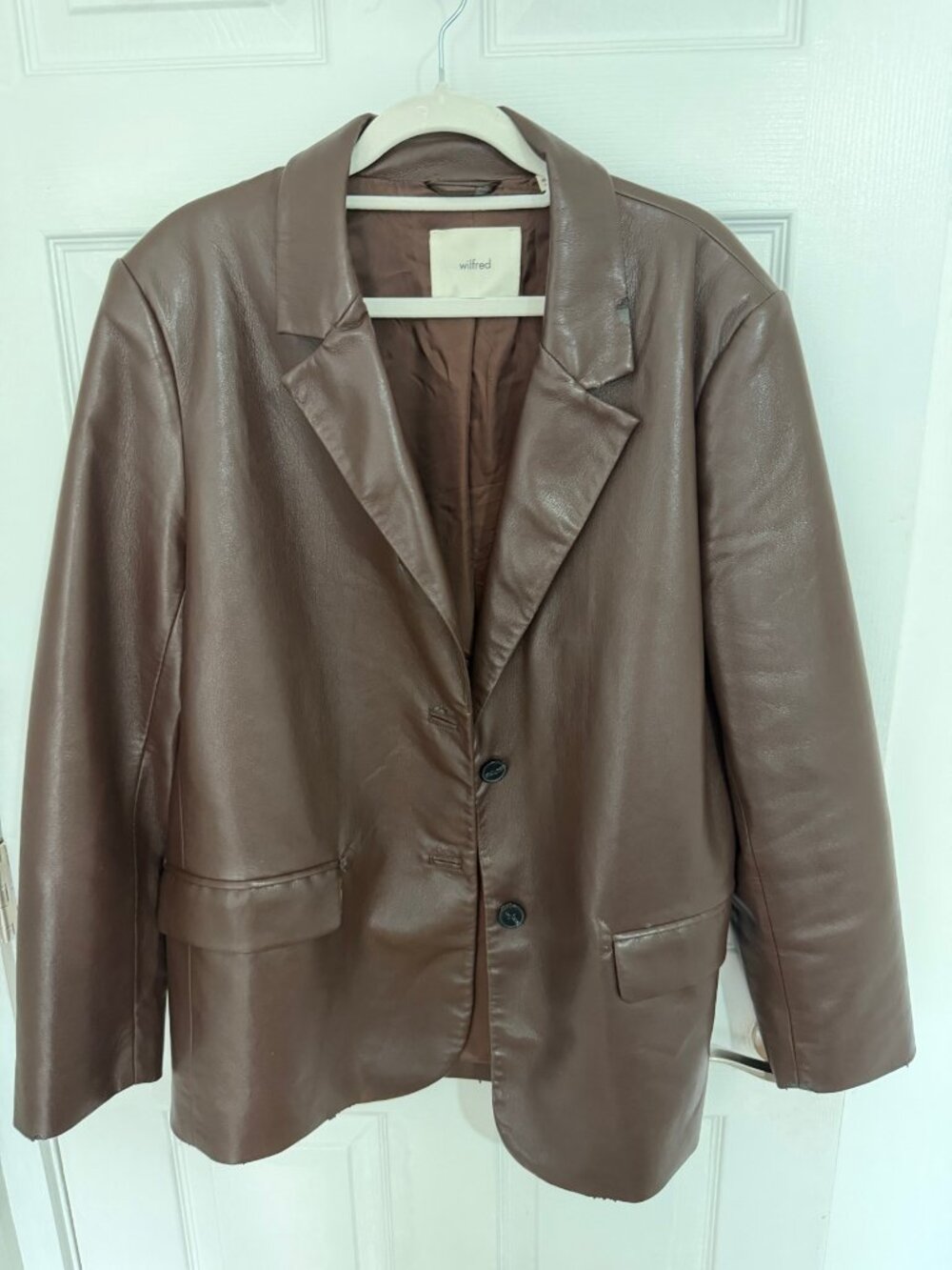 Aritzia Wilfred Brown Faux Leather Oversized Blazer M